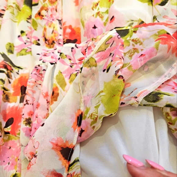 Boston Proper Floral off the Shoulder Top with Tiered Maxi Skirt - Picture 9 of 16